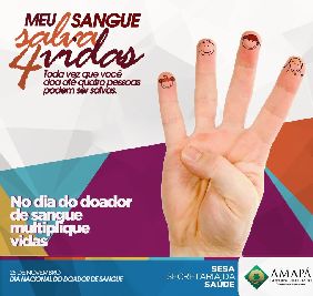 notícia: Dia Nacional do Doador de Sangue será comemorado no Hemoap com mutirões de doação