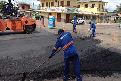 notícia: Plano de Mobilidade do Governo do Amapá asfalta vias do bairro Pacoval