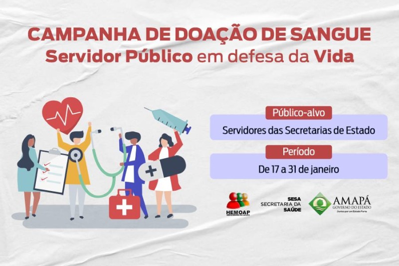 notícia: Hemoap: campanha de doação de sangue busca mobilizar servidores públicos do Estado