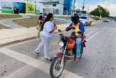 notícia: 16 Dias de Ativismo: Governo do Amapá faz blitz educativa do ‘Laço Branco’ em Laranjal do Jari