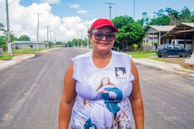 notícia:  ‘O asfalto vai gerar mais progresso e renda para Carmo do Macacoari’, afirma moradora sobre obras de pavimentação do Governo do Amapá 