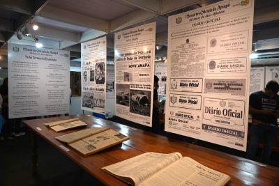 notícia: Exposição de 80 anos de memórias do Diário Oficial do Amapá exibe acervo histórico, registros e máquinas antigas na 53ª Expofeira