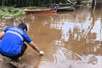 notícia: Polícia Científica faz perícia com uso de drones em área de suposto crime ambiental na região central do Amapá 