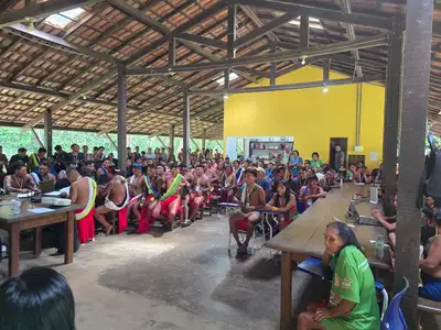 notícia: Governo do Amapá apresenta ações de fortalecimento da agricultura familiar durante Assembleia das Aldeias Wajãpi, em Pedra Branca