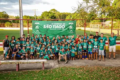 notícia: Governo do Amapá apoia Corrida de São Tiago Kids com participação de 70 crianças e adolescentes no distrito do Carvão, em Mazagão